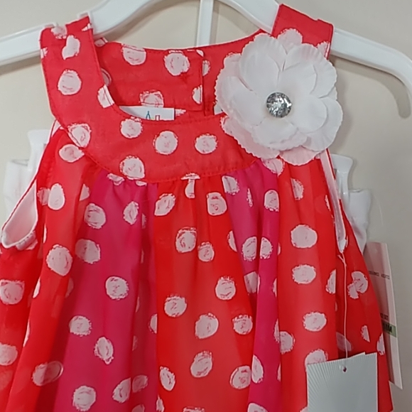 2 piece set red, pink, & white polka-dots outfit - Picture 4 of 8